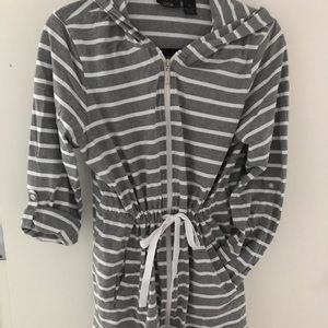 Swim cover up jacket, XL, mid thigh, full zip